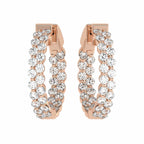 Test 1 1/2 CT. Round Natural Diamond Double Row Hoop Earrings