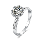 Moonlit Mirage Halo Style Round Moissanite Engagement Ring in Sterling Silver