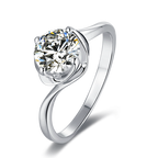 Exquisite Elite Round Solitaire Moissanite Essence Engagement Ring in Sterling Silver