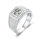 Heirloom Delight Vintage Style Round Moissanite Men's Signet Ring in Sterling Silver