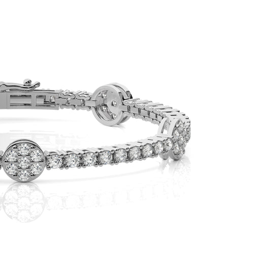 Eternal Sparkle Ethical Natural Diamonds Studded Round Gold Motifs Linked Station/Tennis Bracelet with Clasp Lock