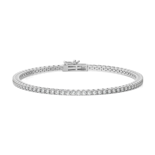 Stardust Sparkle Natural Diamonds Studded Classic Gold Tennis Bracelet with Clasp Lock