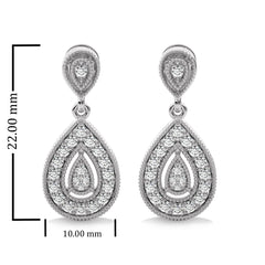 1/2 CT. Pear Shape Teardrop Natural Diamond Earrings