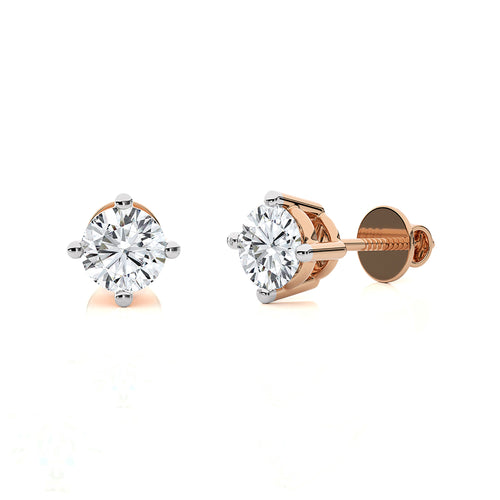 1/3 CT. Classic Solitaire Round Diamond Stud Earrings