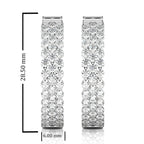 Tripple Row Inside Out Lab Created Diamond Hoop Earrings