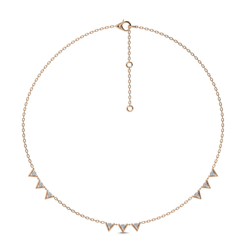 1/2 CT. Dainty Round Lab Created Diamond V motifs Station Necklace