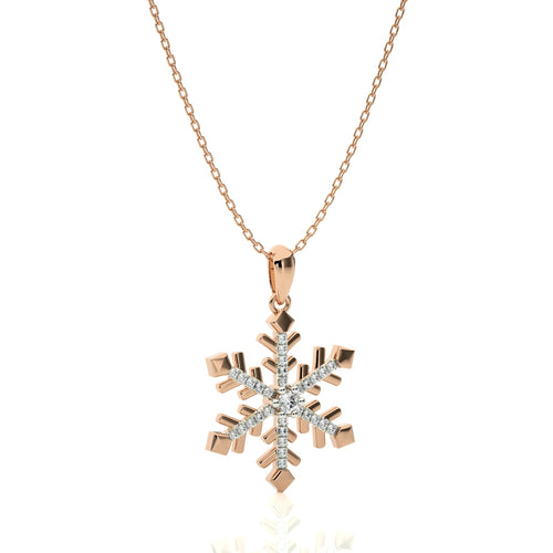 1/6 CT. Sparkling Snowflake Round Natural Diamond Pendant