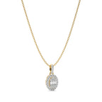 3/8 CT. Oval Shape Halo Round and Baguette Natural Diamond Pendant