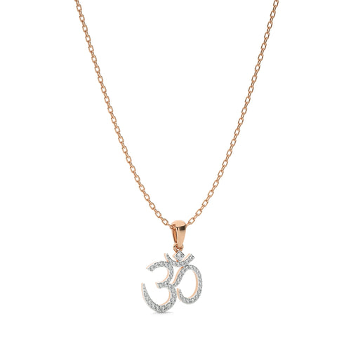 1/4 CT. Round Natural Diamond Om Pendant