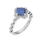 Oceanic Elegance Cushion Tanzanite and Natural Diamond Minimalist Engagement Ring