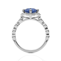 Oceanic Elegance Cushion Tanzanite and Natural Diamond Minimalist Engagement Ring