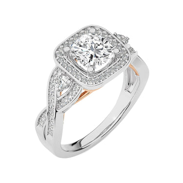diamond beaded two-tone gold setting ring