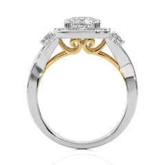 Classic Nimbus Double Twist Split Shank Halo Diamond Engagement Ring