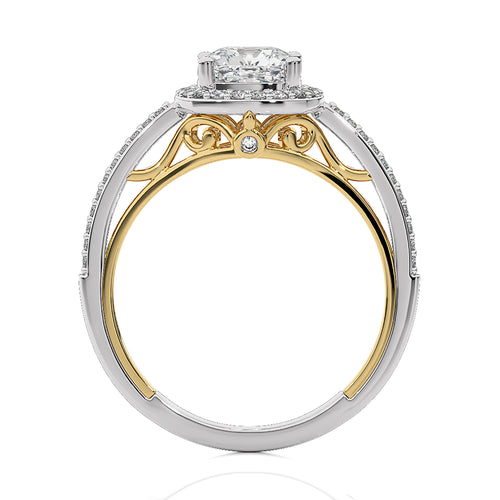 Aura Vintage Diamond Halo Engagement Ring