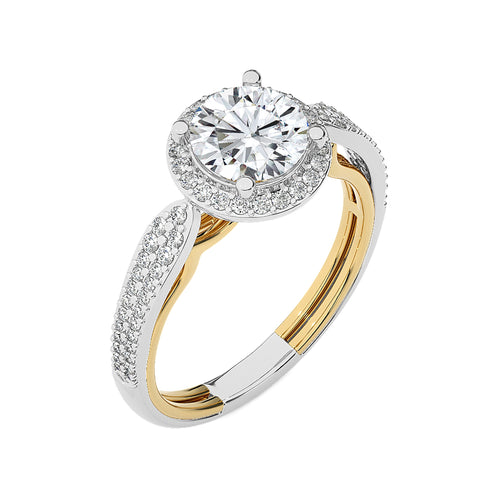 Vintage Style Bazel and Halo Diamond Engagement Ring