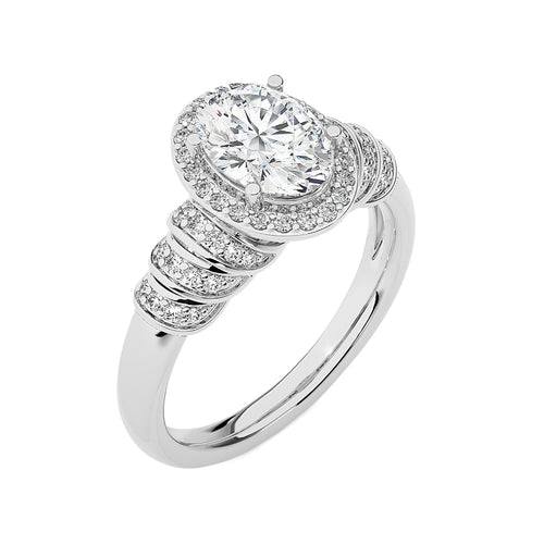 Designer Frill Diamond Halo Engagement Band Ring