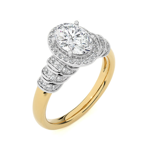 Designer Frill Diamond Halo Engagement Band Ring