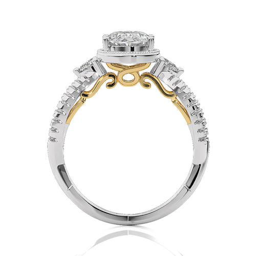 Classic Twisted Split Shank Diamond Halo Engagement Ring