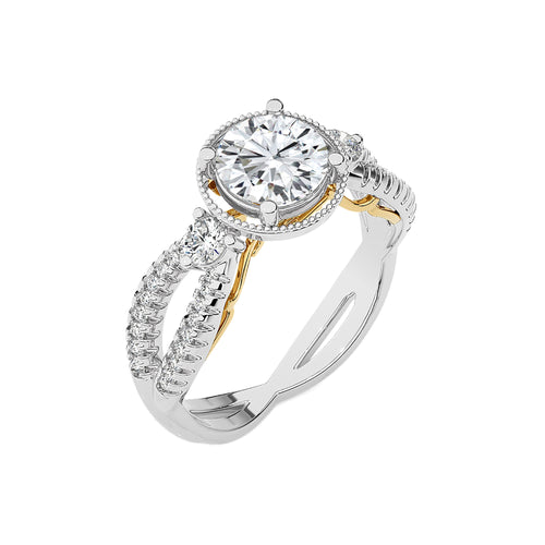 Classic Twisted Split Shank Diamond Halo Engagement Ring