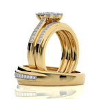 3/4 CT. His and Her Oval and Round Natural Diamond Wedding Trio band Ring Set