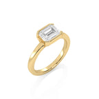 1 1/2 CT. Emerald Cut Natural Diamond Bezel Set Solitaire Ring