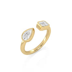 1 CT. Pear and Emerald Cut Bezel Set Natural Diamond Two Stone Engagement Ring
