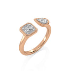 1/2 CT. Two headed Princess, Baguette and Round Natural Diamond Ring