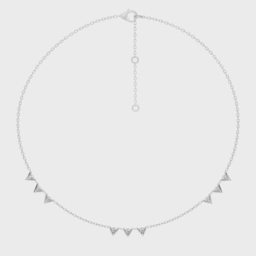 Dainty Round Natural Diamond V motifs Station Necklace