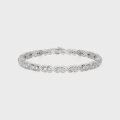 Astral Luster Stellar Essence Lab Diamonds Studded Infinity Design Tennis Bracelet with Clasp Lock in 925 Sterling Silver Size 7 Inch