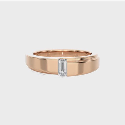1/5 CT. Regal Baguette Brilliance Solitaire Men's Lab Created Diamond Engagement Band Ring