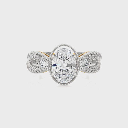 Classic Twisted Split Shank Diamond Halo Engagement Ring