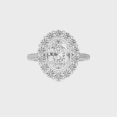 Gerbera Bloom Bazel and Halo Diamond Engagement Ring