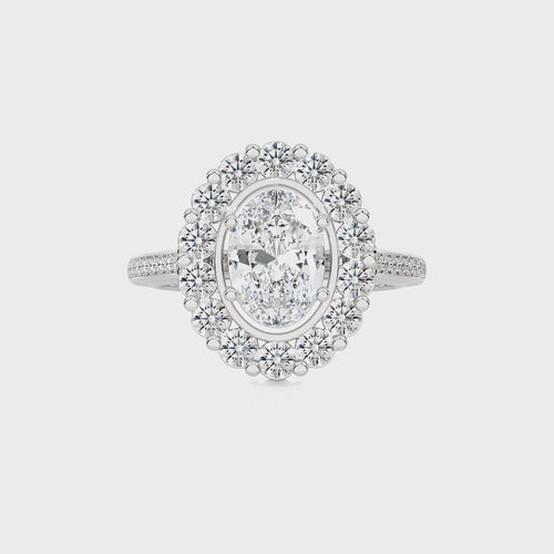 Gerbera Bloom Bazel and Halo Diamond Engagement Ring