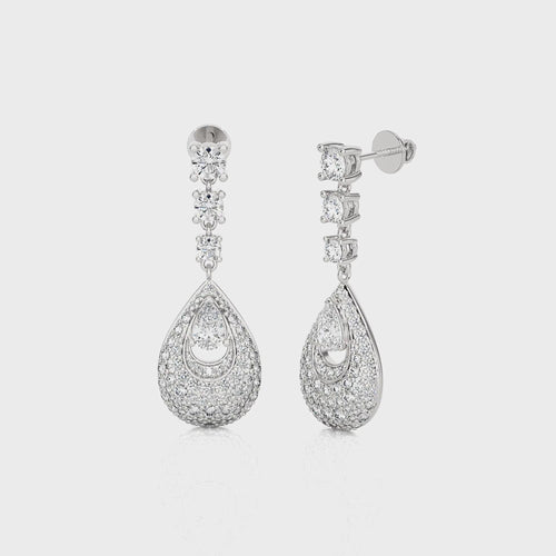 2 CT. Teardrop Cluster Cocktail Lab Created Diamond Fashion Earrings.