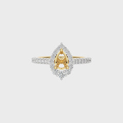 1/2 CT Round Diamond Semi Mount Two tone Halo Engagement Ring