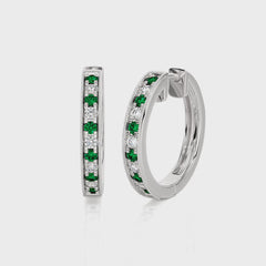 1/2 CT Emerald Diamond Vintage Hoop Earrings