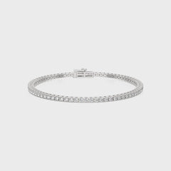 Silver Stardust Sparkle Lab Grown Diamonds Studded Classic Tennis Bracelet with Clasp Lock in 925 Sterling Silver Size 7 Inch