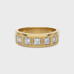 1/2 CT. Retro Half Eternity Classic Men's Round Lab Created Diamond Engagement Band Ring