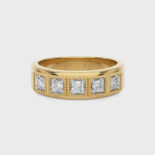 1/2 CT. Retro Half Eternity Classic Men's Round Lab Created Diamond Engagement Band Ring