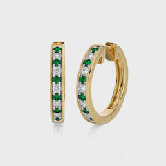 1/2 CT Emerald Diamond Vintage Hoop Earrings