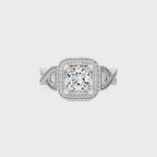 Vintage Style Diamond Halo Engagement Ring