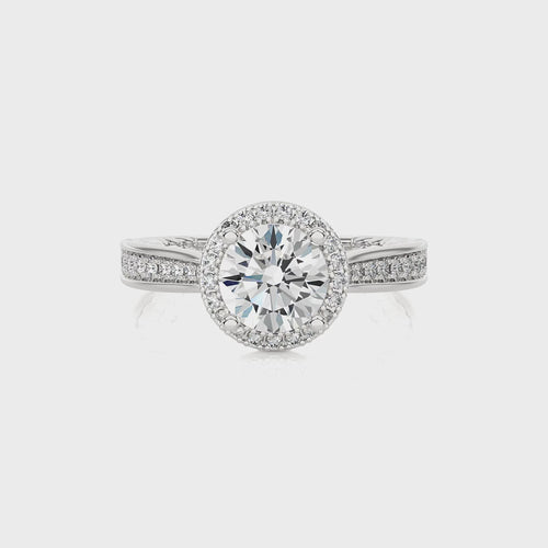 Starbrust Nebula Bazel Halo Diamond Engagement Ring