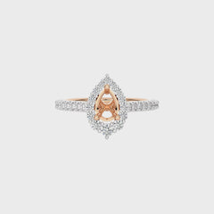 1/2 CT Round Diamond Semi Mount Two tone Halo Engagement Ring