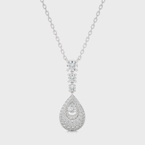 2 1/2 CT. Teardrop Cluster Cocktail Lab Created Diamond Fashion Pendant/Necklace.