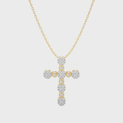 1/4 CT. Cluster Round Lab Created Diamond Cross Pendant