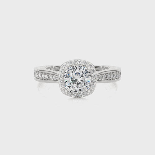 Starbrust Nebula Bazel Halo Diamond Engagement Ring