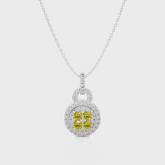 1 CT. Fancy Yellow Cushion Diamond Pendant