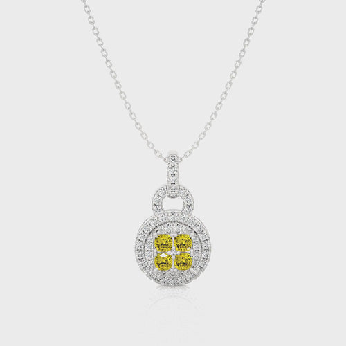 1 CT. Fancy Yellow Cushion Diamond Pendant