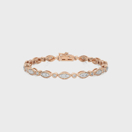 Timeless Voyage Sustainable Natural Diamonds Studded Boat ShapeMotifs Design Linked  Gold Tennis Bracelet with Clasp Lock