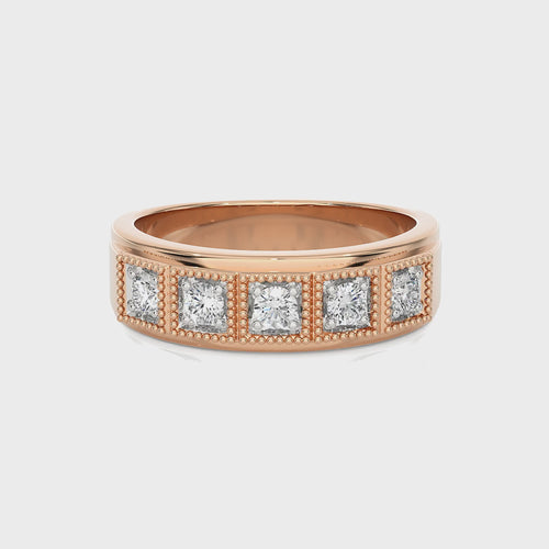 1/2 CT. Retro Half Eternity Classic Men's Round Lab Created Diamond Engagement Band Ring